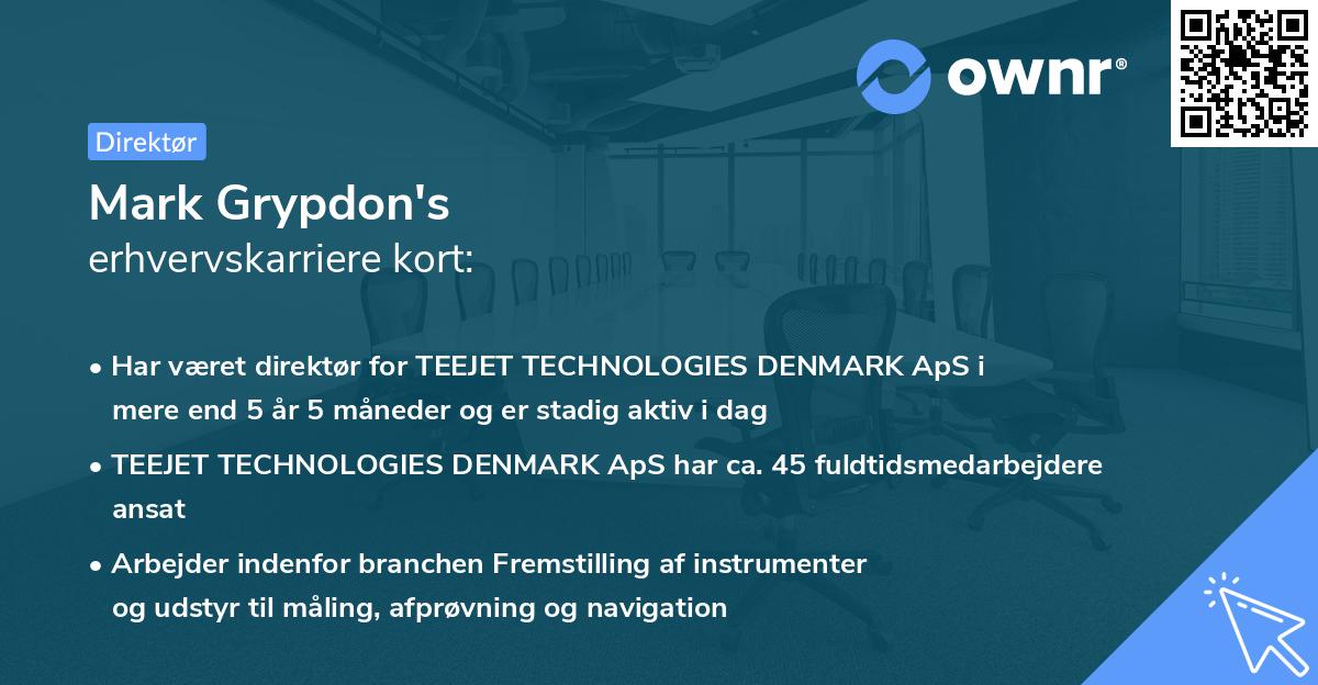 Mark Grypdon's erhvervskarriere kort