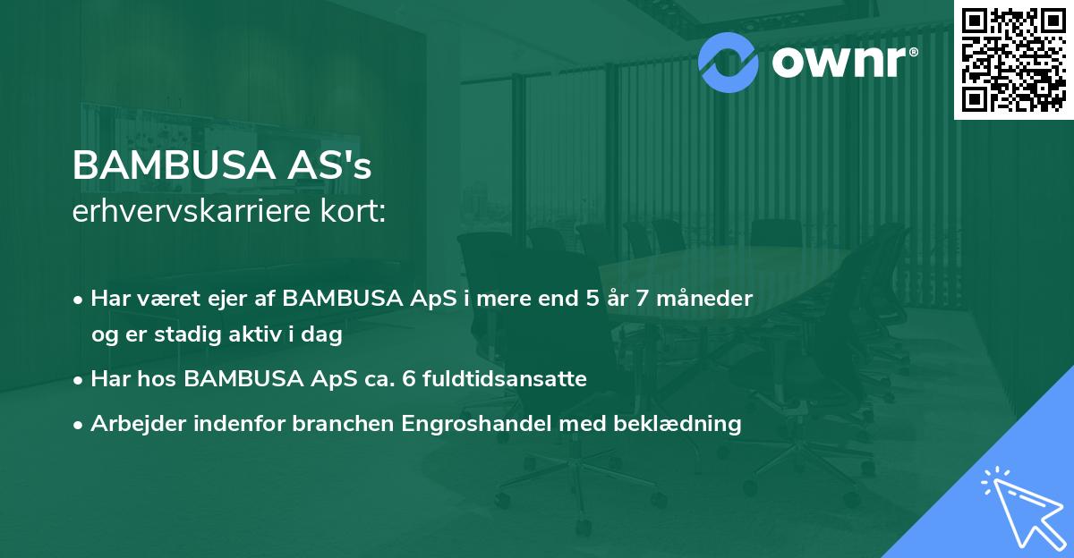BAMBUSA AS's erhvervskarriere kort