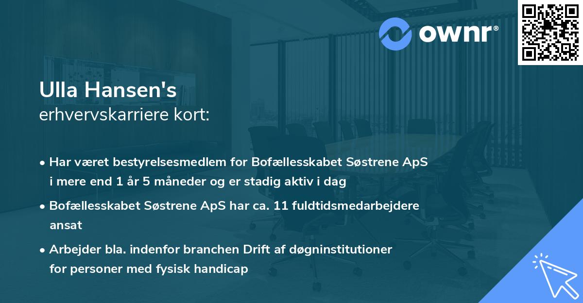 Ulla Hansen's erhvervskarriere kort