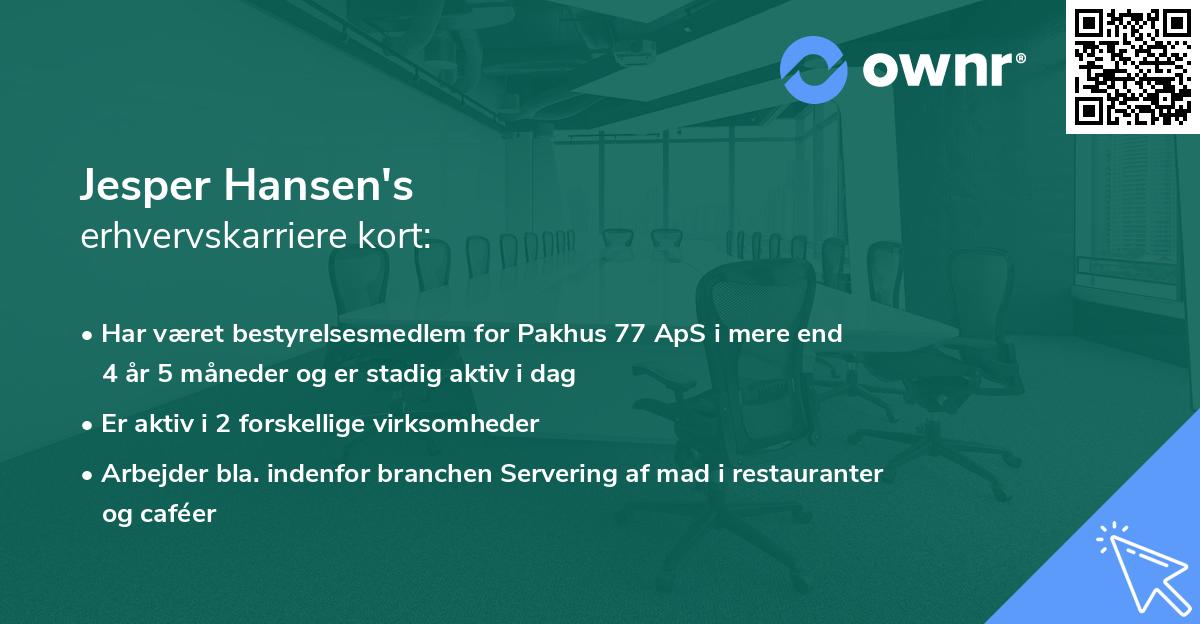Jesper Hansen's erhvervskarriere kort