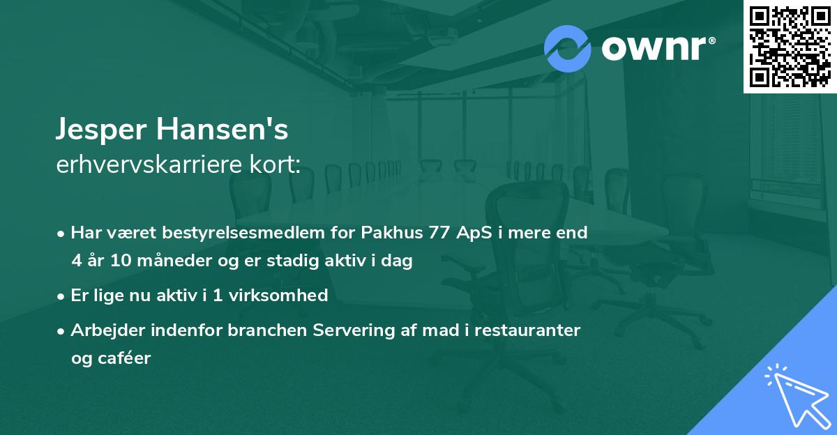 Jesper Hansen's erhvervskarriere kort
