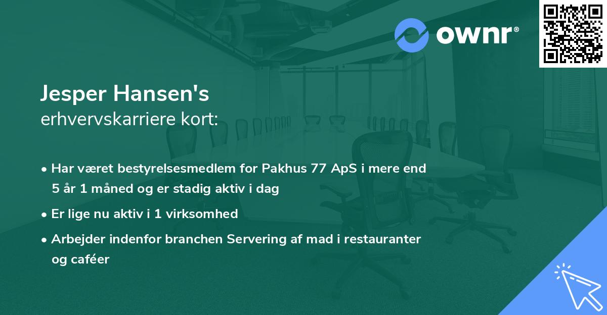 Jesper Hansen's erhvervskarriere kort