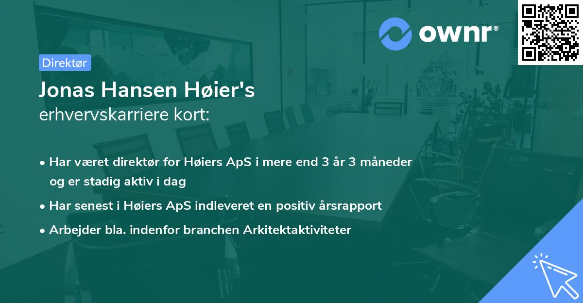 Jonas Hansen Høier's erhvervskarriere kort
