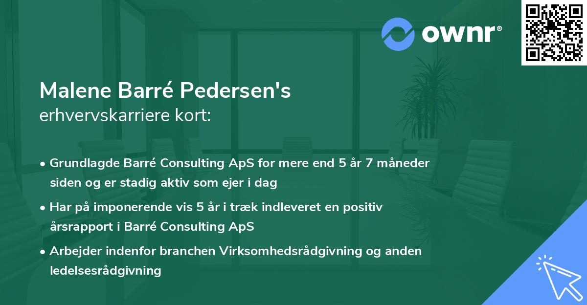 Malene Barré Pedersen's erhvervskarriere kort