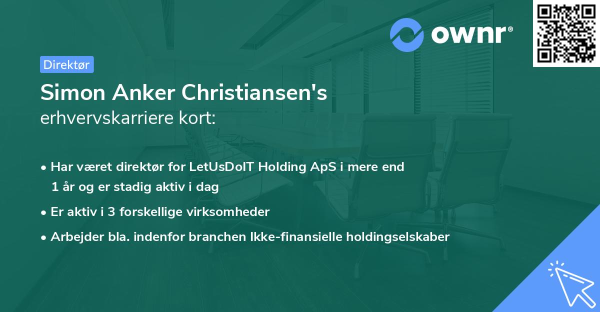Simon Anker Christiansen's erhvervskarriere kort