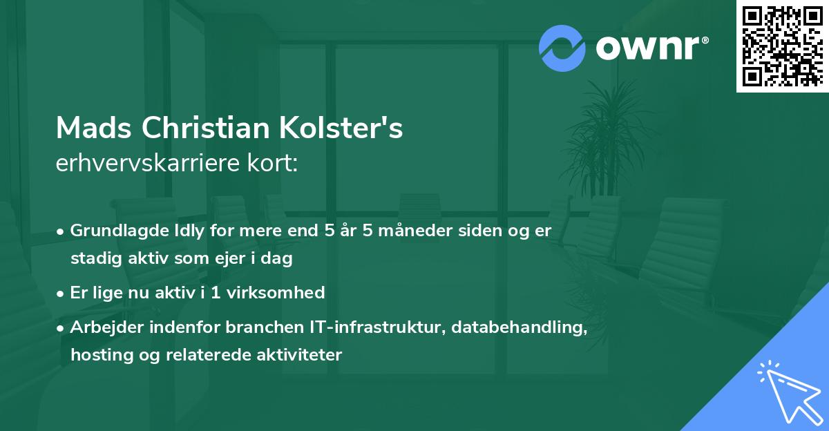Mads Christian Kolster's erhvervskarriere kort