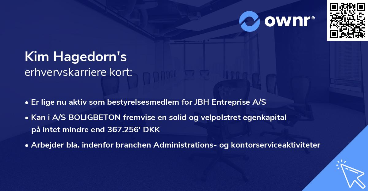 Kim Hagedorn's erhvervskarriere kort