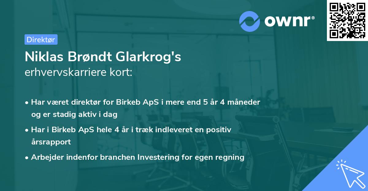 Niklas Brøndt Glarkrog's erhvervskarriere kort