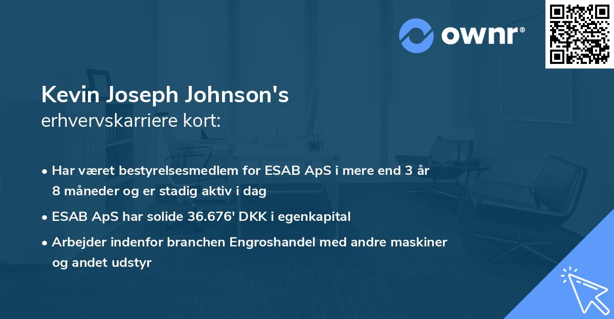 Kevin Joseph Johnson's erhvervskarriere kort