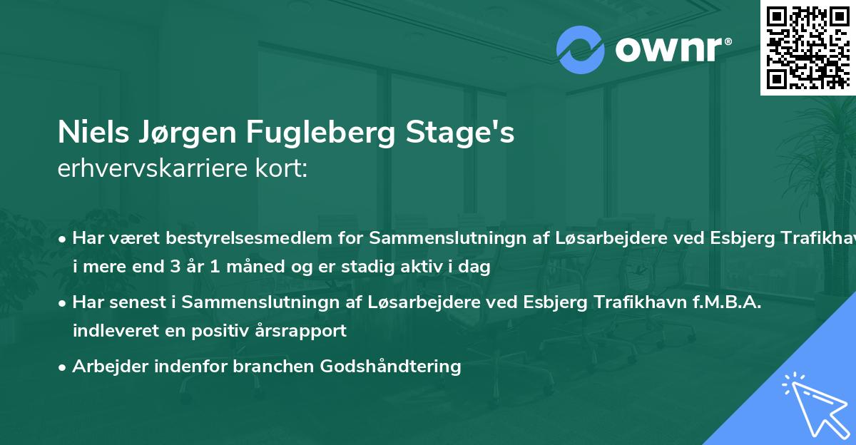 Niels Jørgen Fugleberg Stage's erhvervskarriere kort