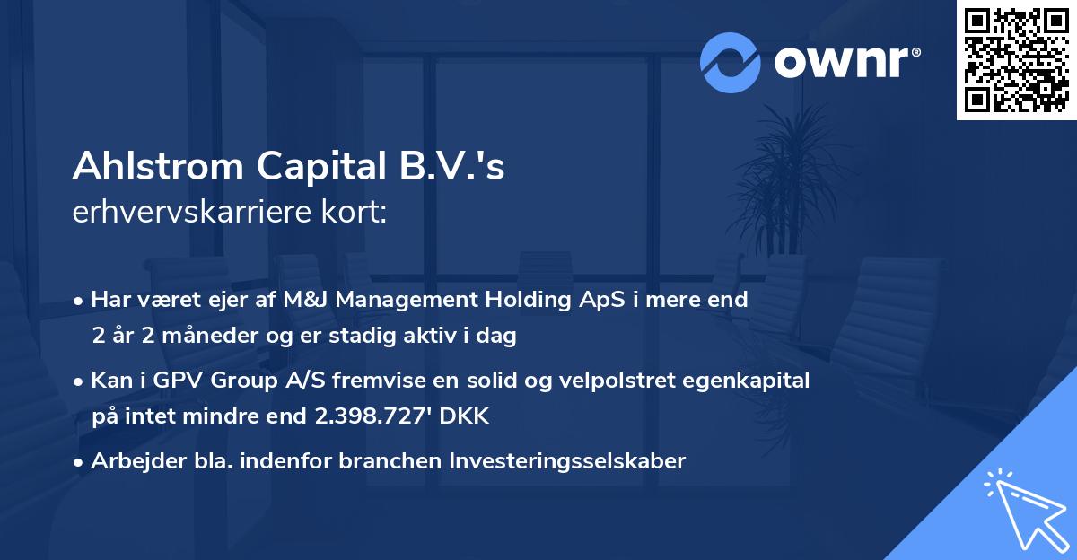 Ahlstrom Capital B.V.'s erhvervskarriere kort