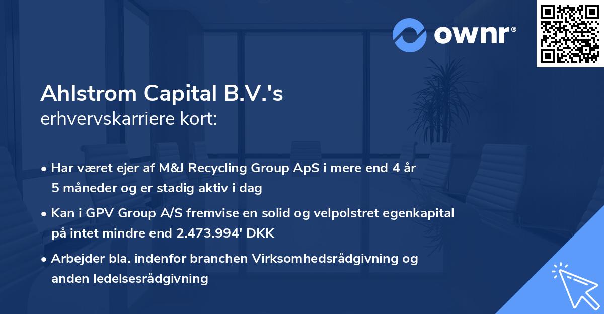 Ahlstrom Capital B.V.'s erhvervskarriere kort