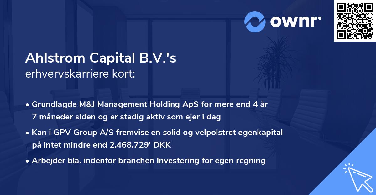 Ahlstrom Capital B.V.'s erhvervskarriere kort