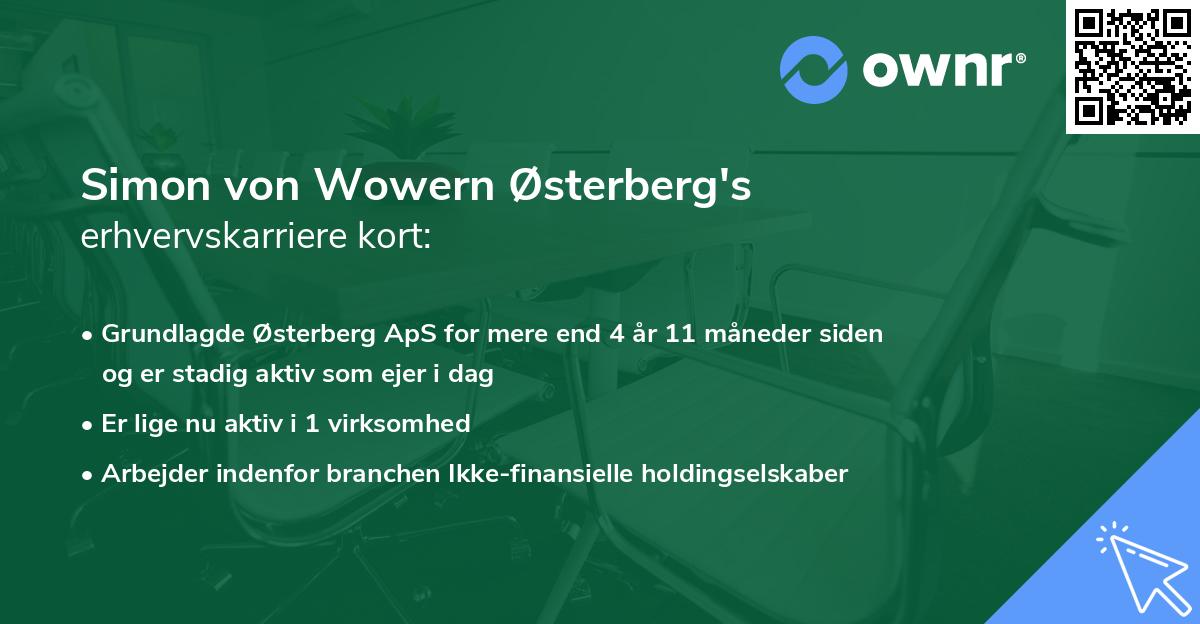 Simon von Wowern Østerberg's erhvervskarriere kort