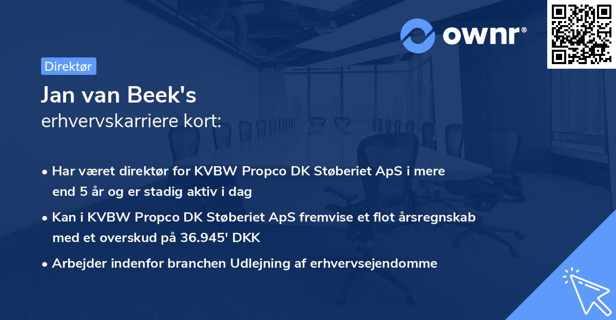 Jan van Beek's erhvervskarriere kort