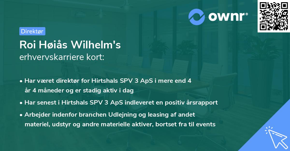 Roi Høiås Wilhelm's erhvervskarriere kort