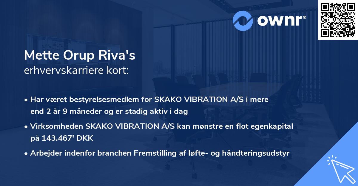 Mette Orup Riva's erhvervskarriere kort