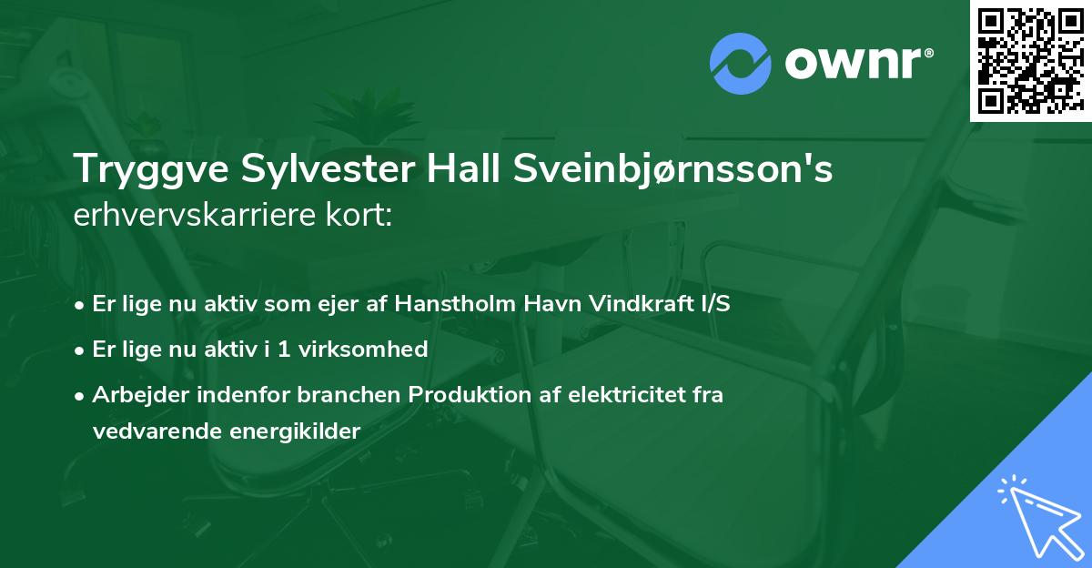 Tryggve Sylvester Hall Sveinbjørnsson's erhvervskarriere kort
