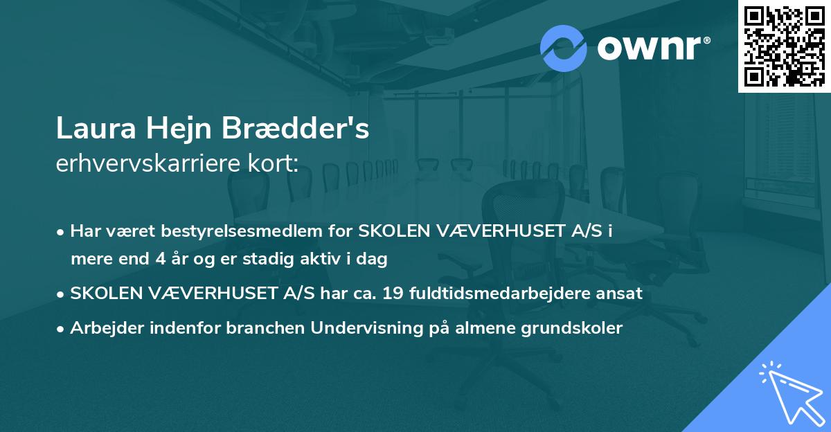 Laura Hejn Brædder's erhvervskarriere kort