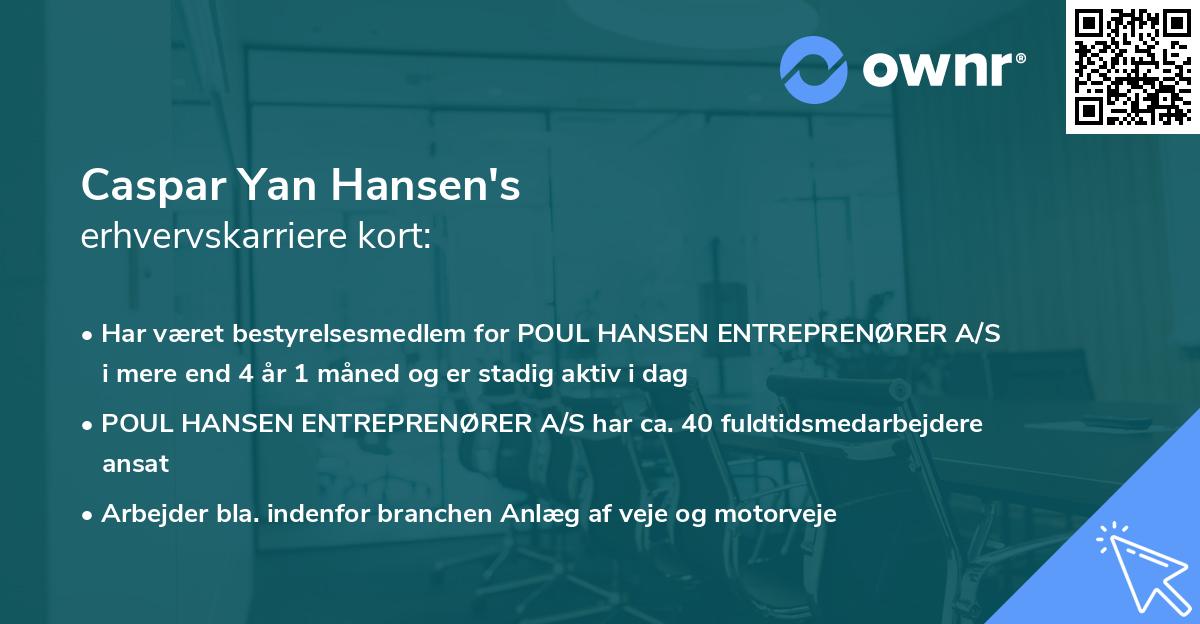 Caspar Yan Hansen's erhvervskarriere kort