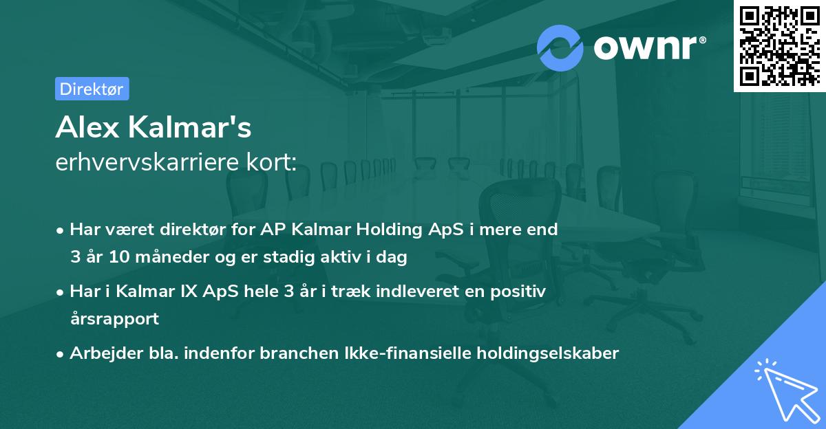 Alex Kalmar's erhvervskarriere kort
