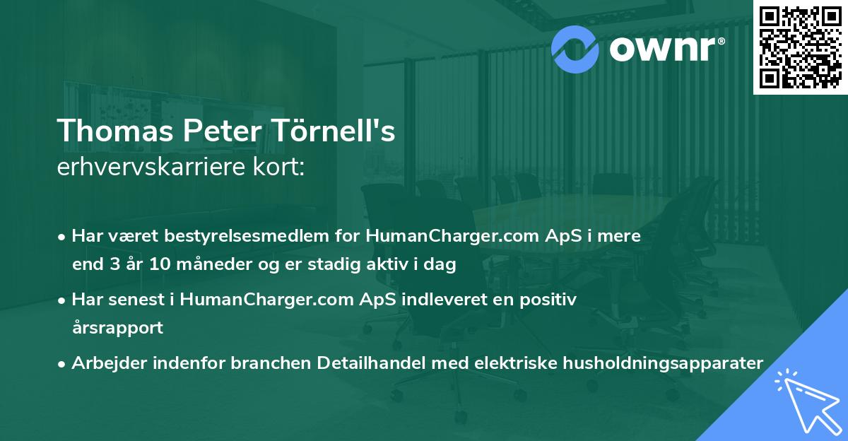 Thomas Peter Törnell's erhvervskarriere kort