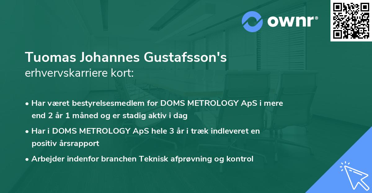 Tuomas Johannes Gustafsson's erhvervskarriere kort