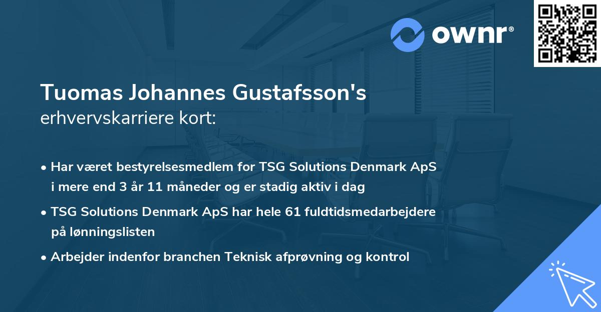 Tuomas Johannes Gustafsson's erhvervskarriere kort
