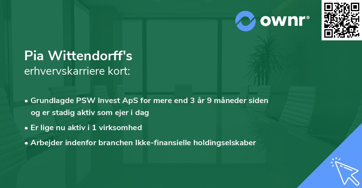 Pia Wittendorff's erhvervskarriere kort