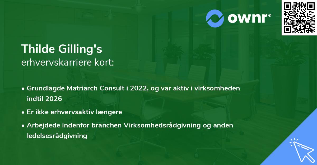 Thilde Gilling's erhvervskarriere kort
