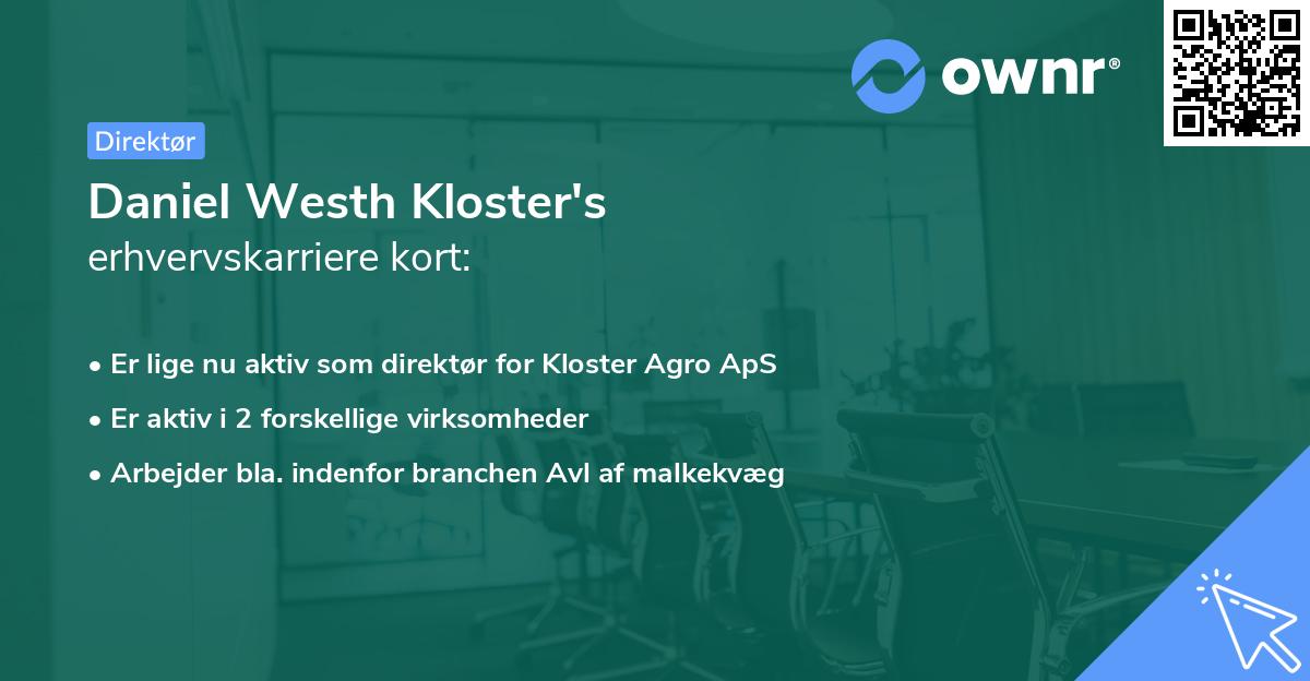 Daniel Westh Kloster's erhvervskarriere kort