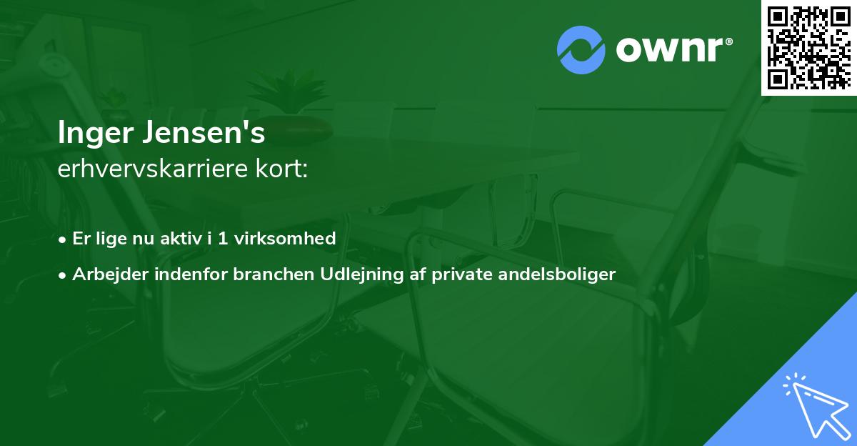Inger Jensen's erhvervskarriere kort