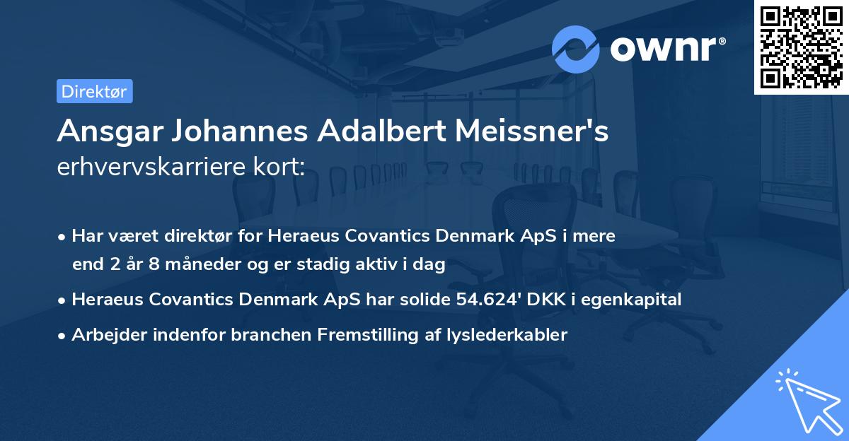 Ansgar Johannes Adalbert Meissner's erhvervskarriere kort