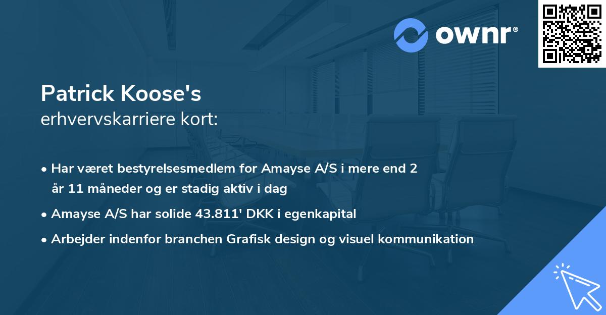 Patrick Koose's erhvervskarriere kort