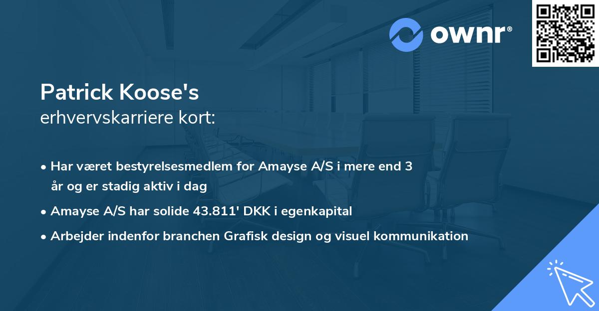 Patrick Koose's erhvervskarriere kort