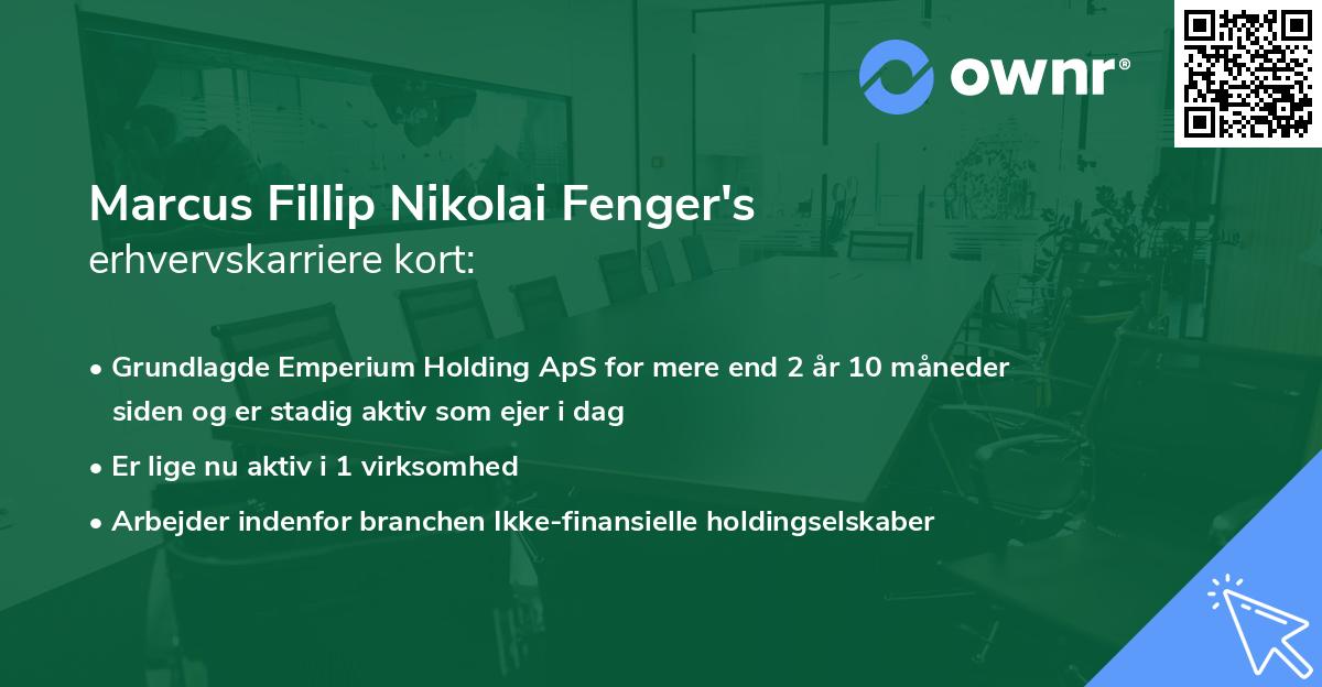 Marcus Fillip Nikolai Fenger's erhvervskarriere kort