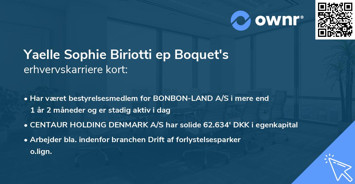 Yaelle Sophie Biriotti ep Boquet's erhvervskarriere kort