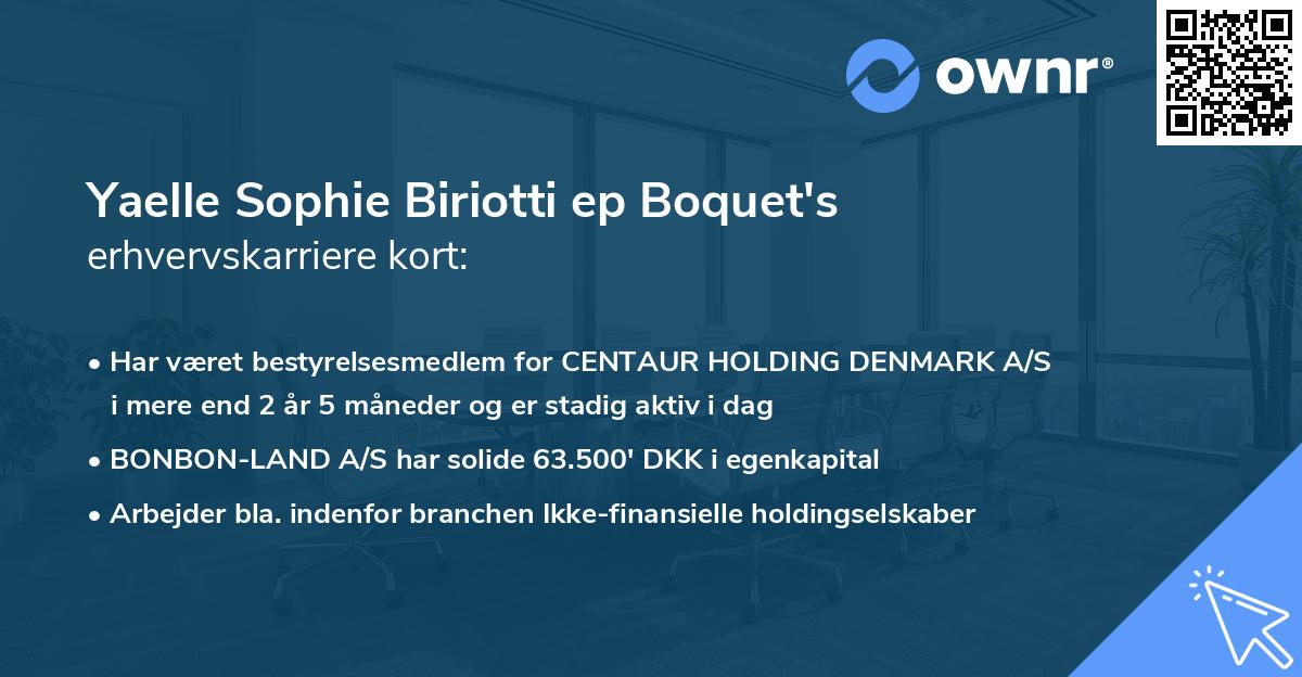 Yaelle Sophie Biriotti ep Boquet's erhvervskarriere kort