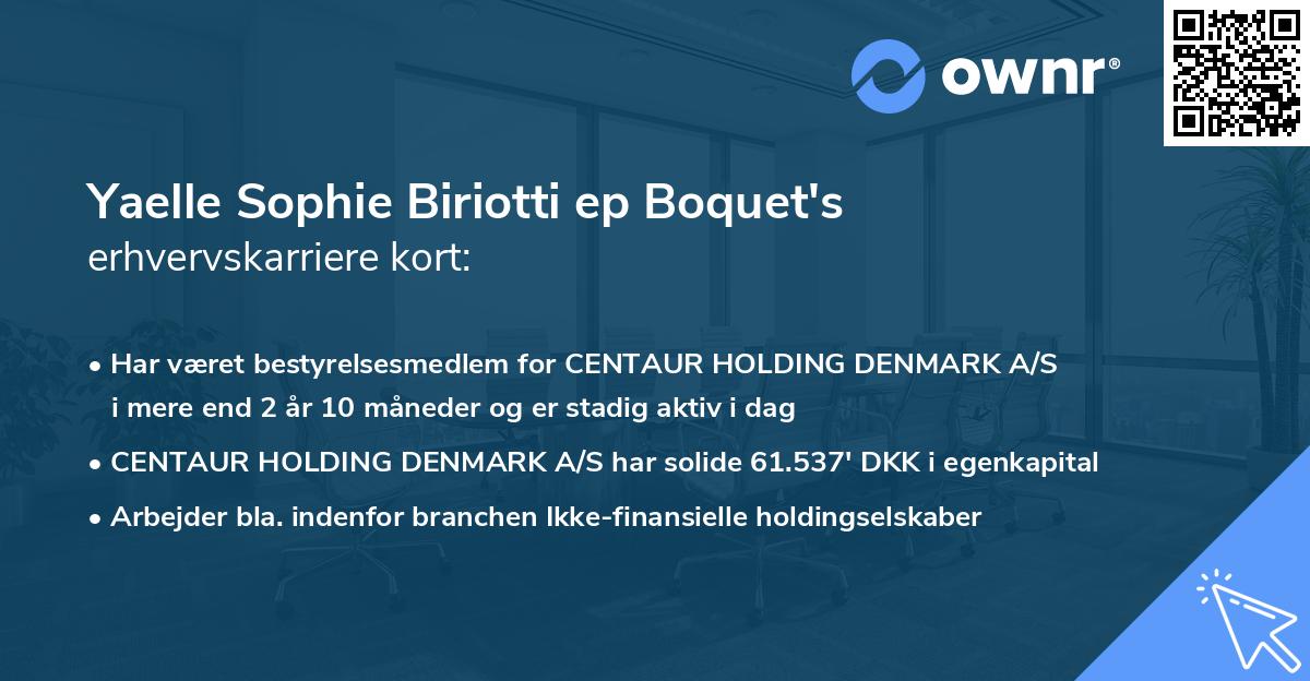 Yaelle Sophie Biriotti ep Boquet's erhvervskarriere kort