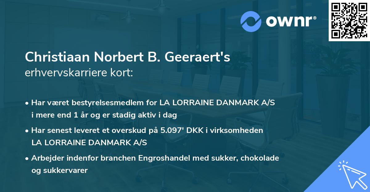 Christiaan Norbert B. Geeraert's erhvervskarriere kort