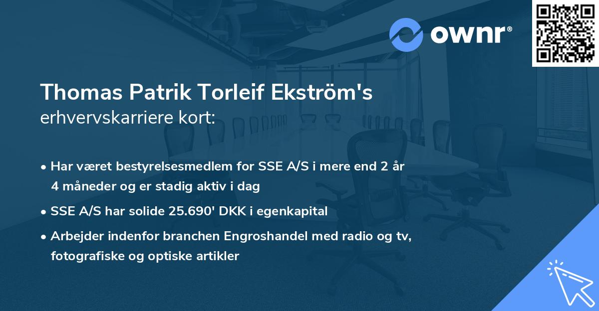 Thomas Patrik Torleif Ekström's erhvervskarriere kort
