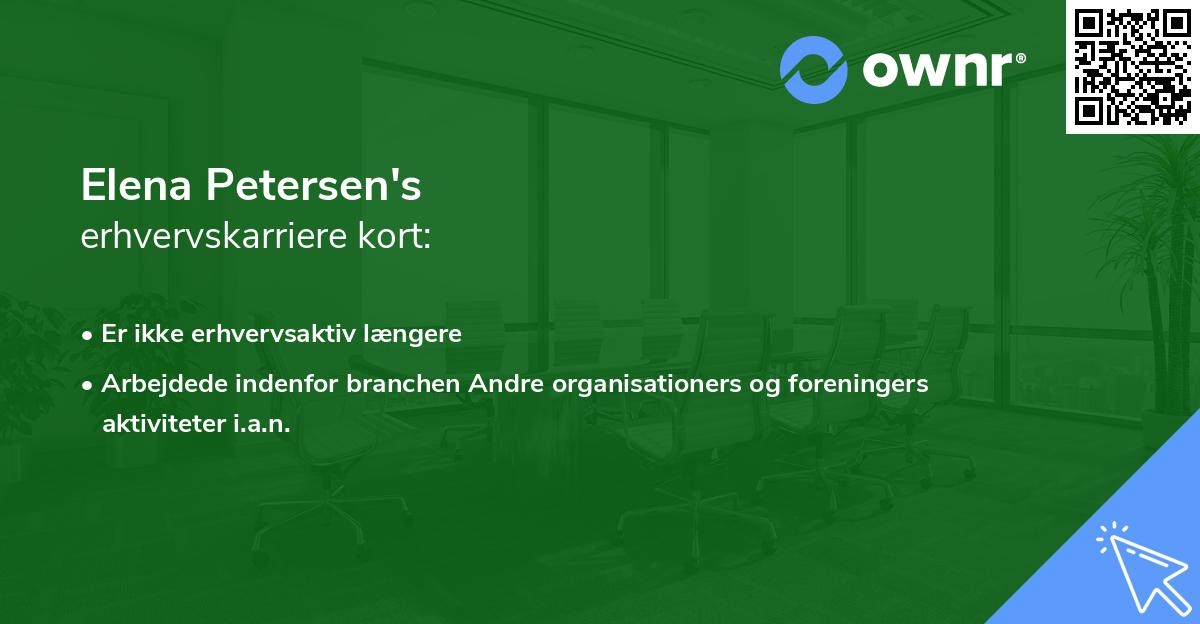 Elena Petersen's erhvervskarriere kort