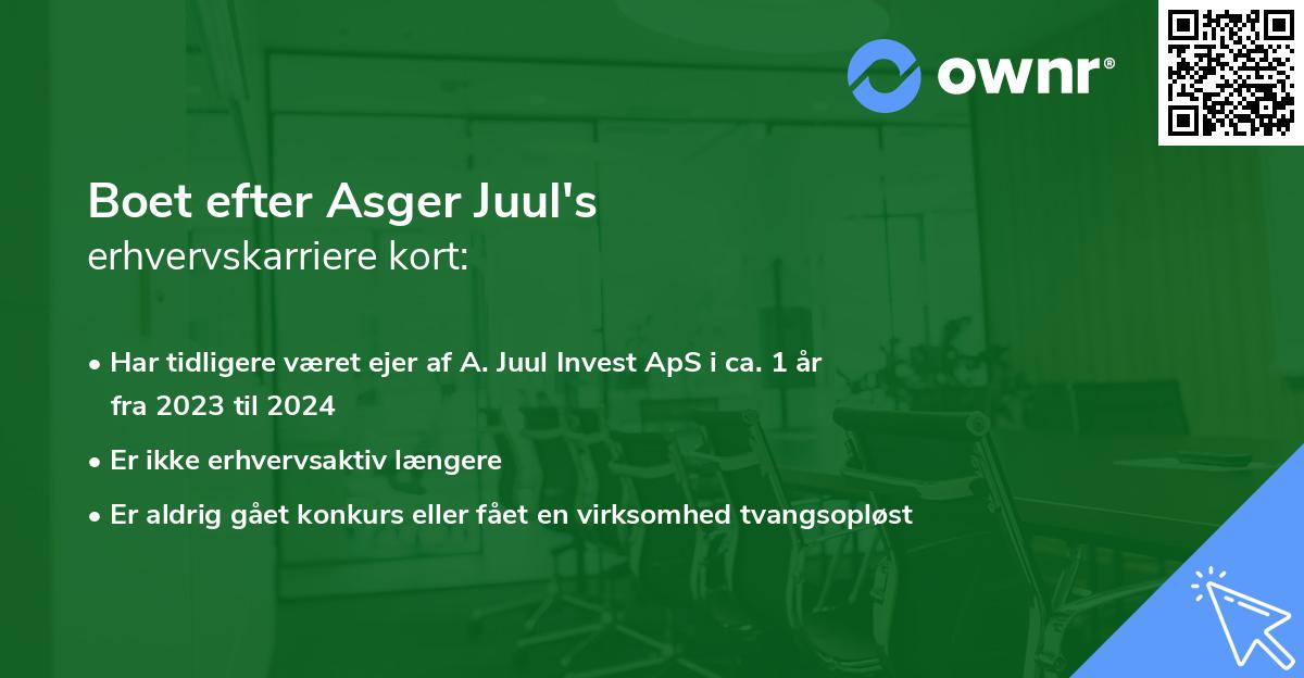 Boet efter Asger Juul's erhvervskarriere kort