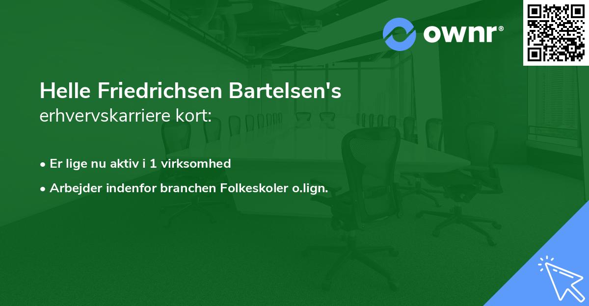 Helle Friedrichsen Bartelsen's erhvervskarriere kort