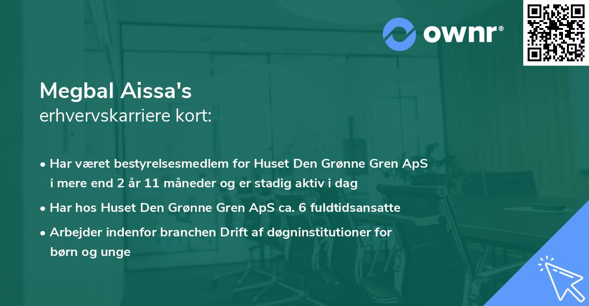 Megbal Aissa's erhvervskarriere kort