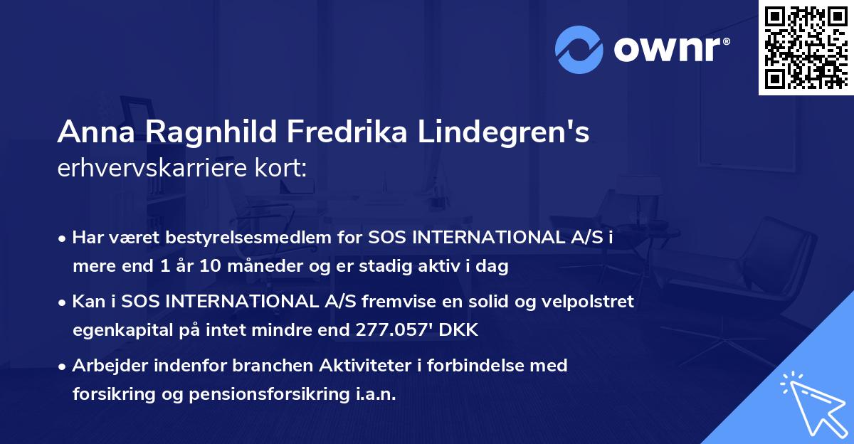 Anna Ragnhild Fredrika Lindegren's erhvervskarriere kort