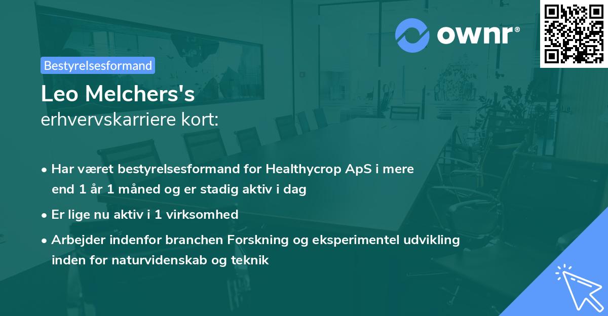 Leo Melchers's erhvervskarriere kort