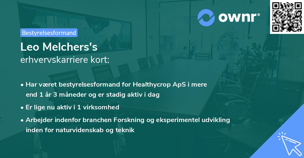 Leo Melchers's erhvervskarriere kort