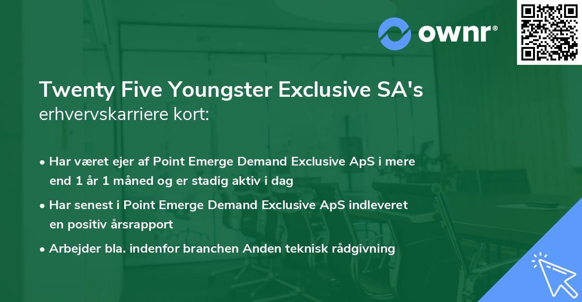 Twenty Five Youngster Exclusive SA's erhvervskarriere kort