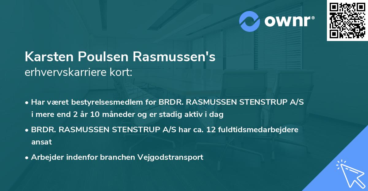 Karsten Poulsen Rasmussen's erhvervskarriere kort